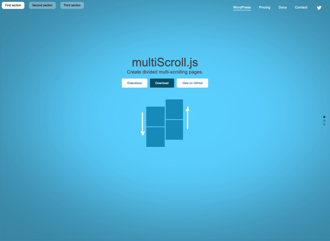 左右が上下にスクロールするエフェクト「multiScroll.js」